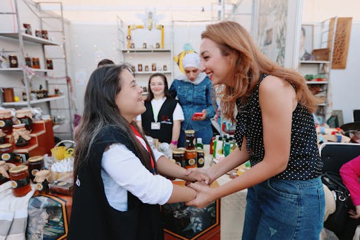 pexels-photo-13995877-13995877 A joyful moment of connection at a charity event in Damascus, Syria, showcasing diversity and community spirit.